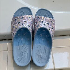 CROCS  Glitter Slide Sandals - Blue and Purple